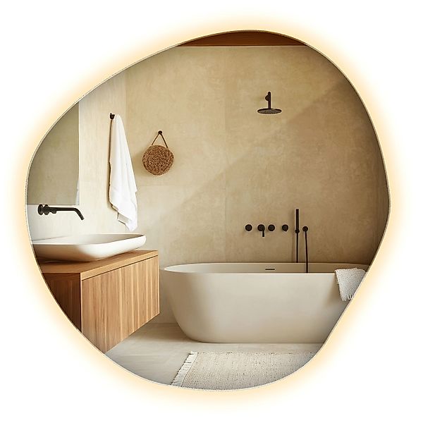 Tulup LED-Lichtspiegel 87 x 86 cm Asymmetrischer Spiegel Industrieller Wand günstig online kaufen