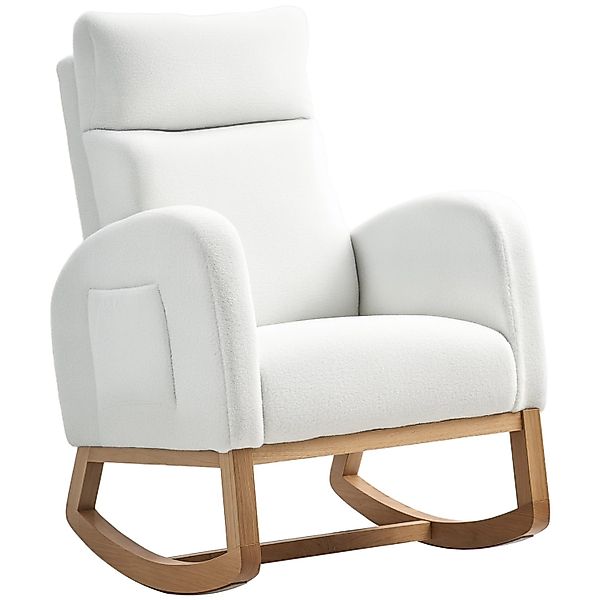 HOMCOM Schaukelstuhl Polyester Schaumstoff 70L x 96B x 107H cm Cremeweiß günstig online kaufen