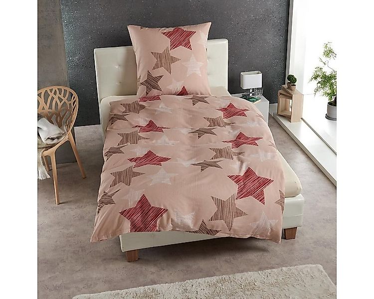TRAUMSCHLAF Bettwäsche Sterne beige, Biber, 3 teilig, hochwertige Biber Qua günstig online kaufen