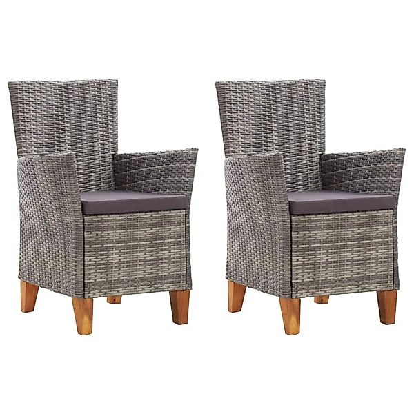 vidaXL Gartenstühle 2 Stk mit Auflagen Poly Rattan Grau 46003 günstig online kaufen