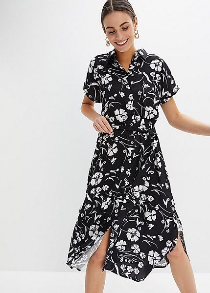 bonprix Blusenkleid feminin geschnitten, mit Hemdblusenkragen, Kurzarm, mit günstig online kaufen
