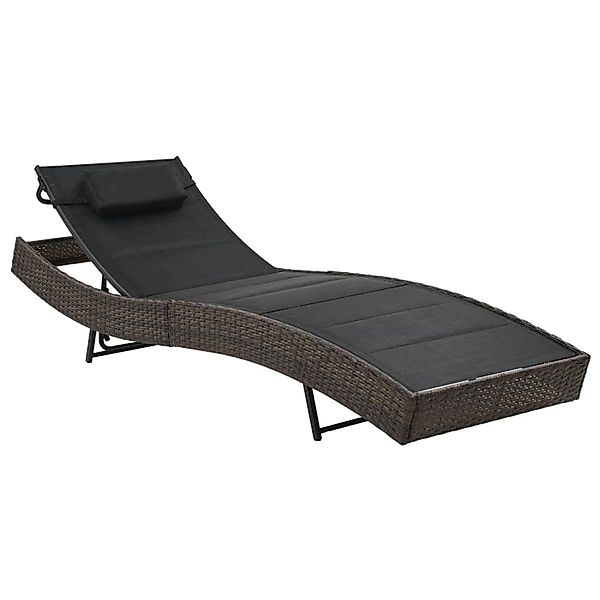 furnicato Sonnenliege Poly Rattan und Textilene Braun günstig online kaufen