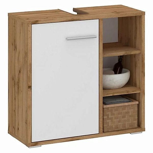 CARO-Möbel Waschbeckenschrank ORNA Waschbeckenunterschrank Wotan Eiche/weiß günstig online kaufen