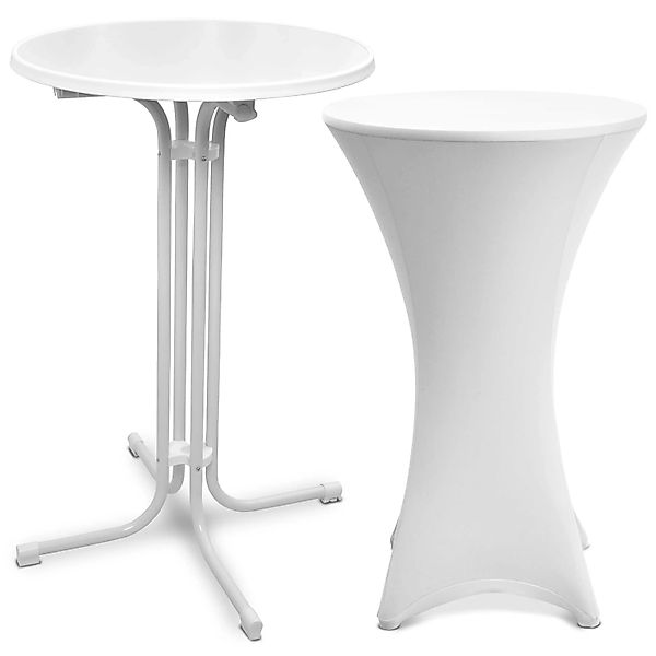 Beautissu Bellini Stehtisch Ø 70cm Weiß mit Stella Stehtischhusse Ø 70cm We günstig online kaufen
