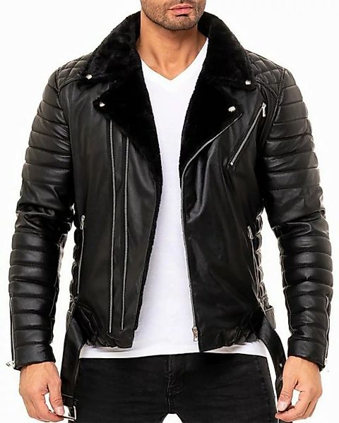 Reichstadt Bikerjacke Herren Kunstleder Jacke RS008 gefüttert mit Steppmust günstig online kaufen