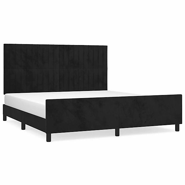 vidaXL Bettgestell Bettrahmen mit Kopfteil Schwarz 160x200 cm Samt Bett Bet günstig online kaufen