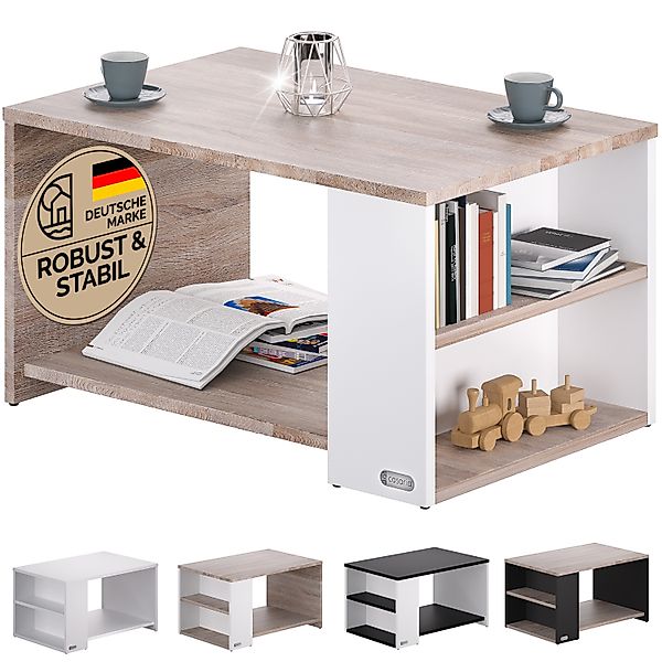 Couchtisch Santa Cruz Weiß/Eiche 90x60x50cm günstig online kaufen