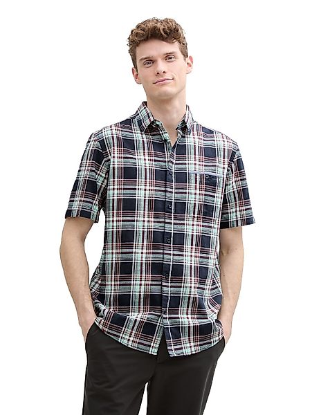 Tom Tailor Herren Kurzarm Hemd CHECKED SLUBYARN SHIRT - Regular Fit günstig online kaufen