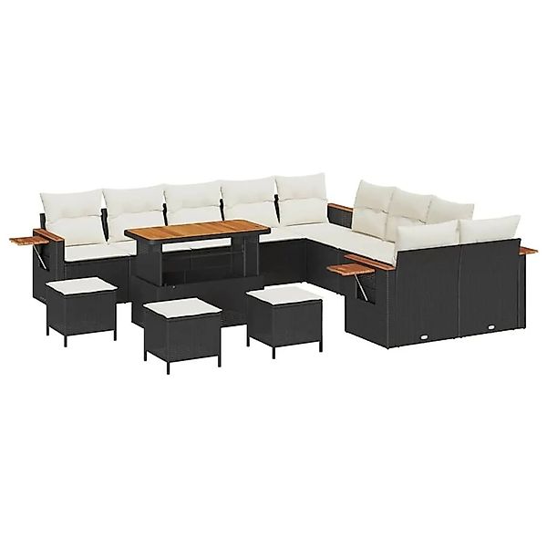 vidaXL Gartensofa-Set mit Kissen 18 Stk Schwarz und Creme Poly-Rattan 33651 günstig online kaufen