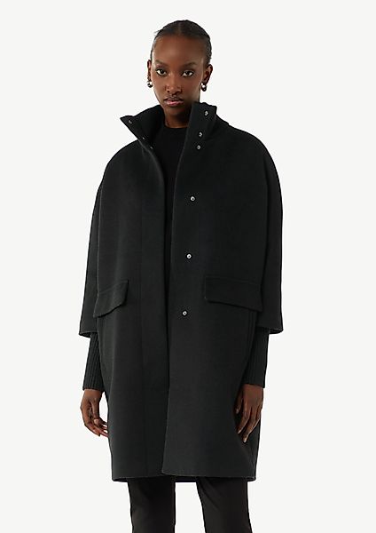 Comma Langmantel Wollmantel mit geripptem Kragen günstig online kaufen