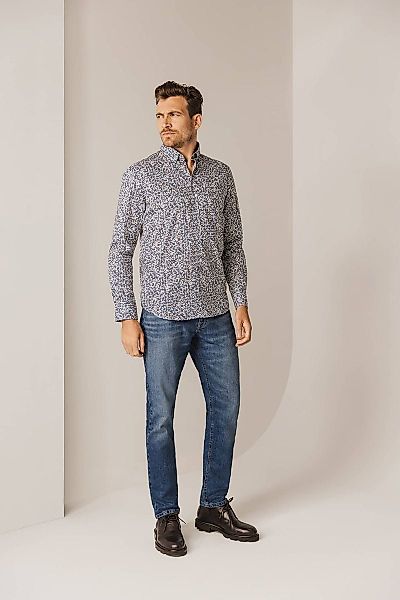 State Of Art Hemd Poplin Druck Blau Rot - Größe L günstig online kaufen