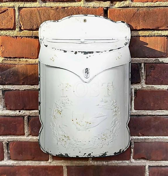 Briefkasten POST Zink weiß Postkasten mit Brieftaube Vintage Landhausstil günstig online kaufen