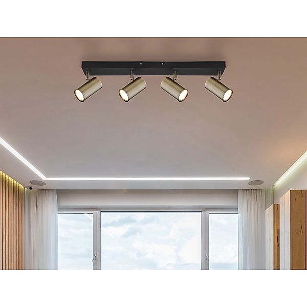 Globo Strahler Robby 4-flammig Altmessing 560 x 60 x 120 mm günstig online kaufen