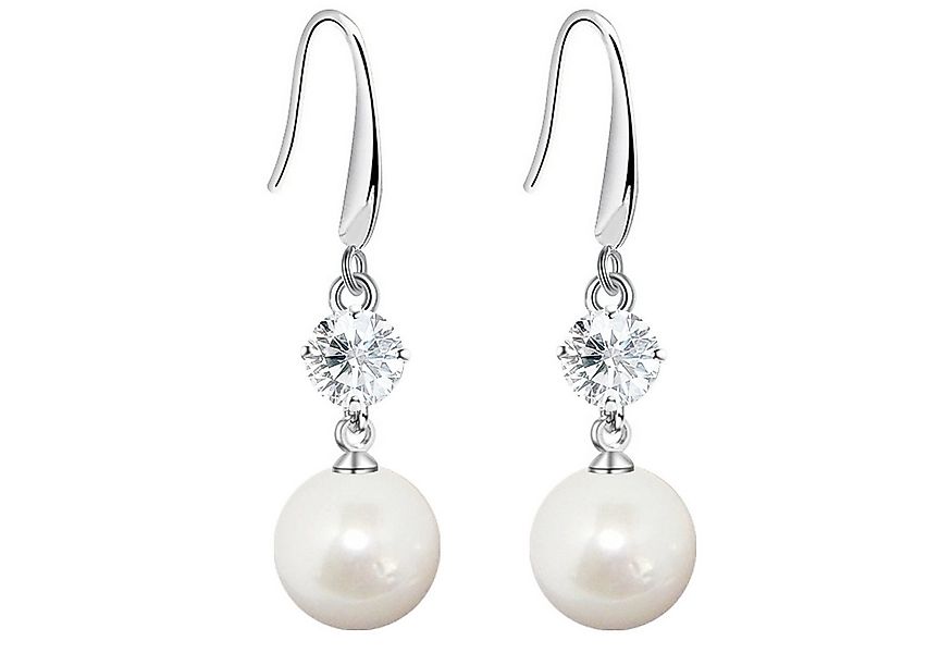 LÖB Perlenohrringe Damen Perlenohrringe Ohrringe Hängend mit Perlen Zirkoni günstig online kaufen