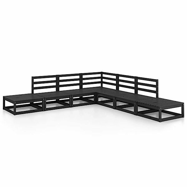 vidaXL 7-tlg Garten-Lounge-Set Schwarz Massivholz Kiefer Modell 4 günstig online kaufen