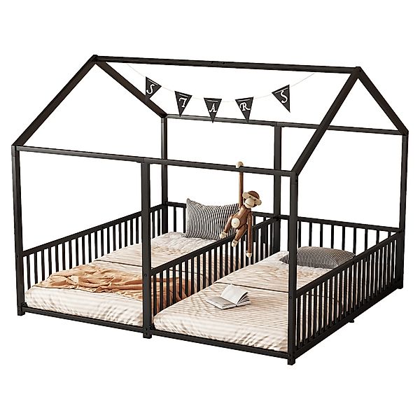 OKWISH Kinderbett Doppelbett,Hausmodell mit Geländer (Metall günstig online kaufen