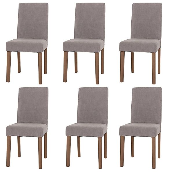 MCW Esszimmerstuhl Littau Chenille 6er-Set Hellgrau Naturfarbene Beine günstig online kaufen