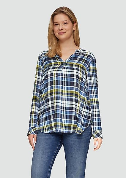 s.Oliver Langarmbluse Bluse Karierte Bluse aus Viskosemix und Krempel-Detai günstig online kaufen