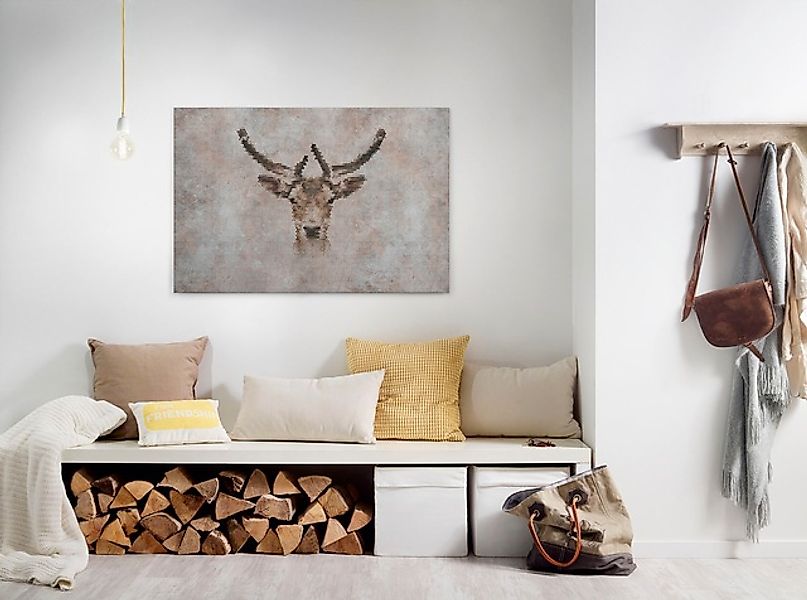 Bricoflor Industrial Style Wandbild Mit Hirsch Grafik Design Leinwand Bild günstig online kaufen