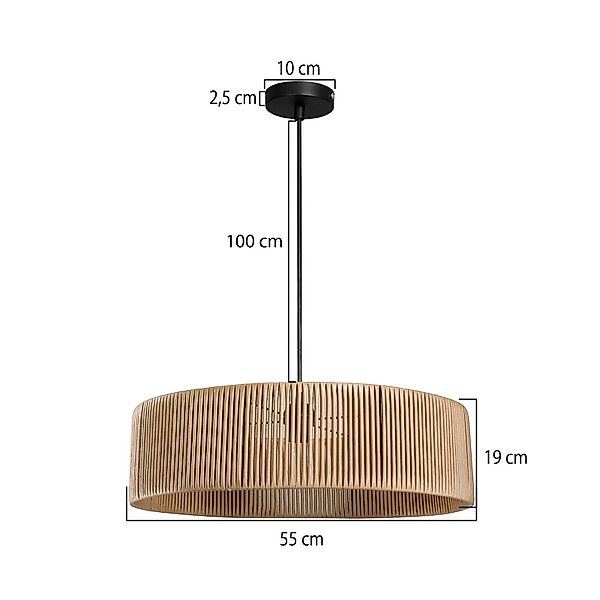 Hängeleuchte Roya Cylinder, Ø 55 cm, beige, Papier günstig online kaufen