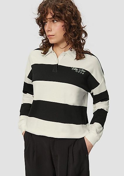 QS Langarmshirt T-Shirt Poloshirt im Loose Fit mit Blockstreifen günstig online kaufen