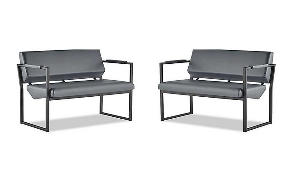 JVmoebel 2-Sitzer Moderner Ledersofas Schwarz Sofa-Set 2-Sitzer Leder Edels günstig online kaufen