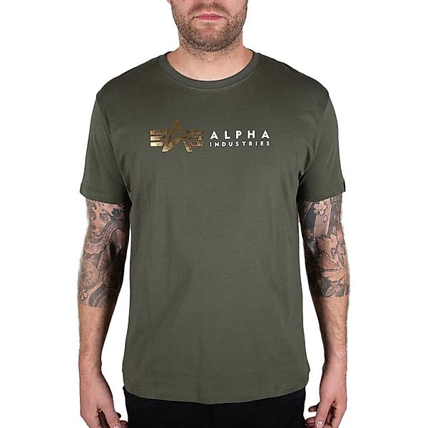 Alpha Industries Label Foil Print Kurzärmeliges T-shirt XL Dark Olive günstig online kaufen
