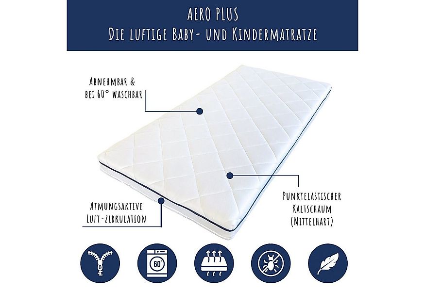 Kindermatratze AERO PLUS mit Ventilationsstreifen 60x120 70x140 80x160 80x1 günstig online kaufen
