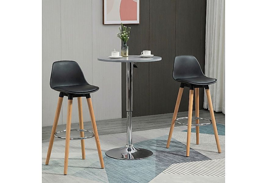 HOMCOM Barhocker 2er-Set Küchenhocker, Barstuhl mit Fußstützen (Tresenstuhl günstig online kaufen