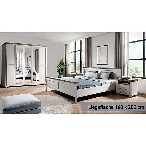 Schlafzimmer Set Landhausstil EPSOM-83 Doppelbett Liegefläche 160 x 200 cm, günstig online kaufen
