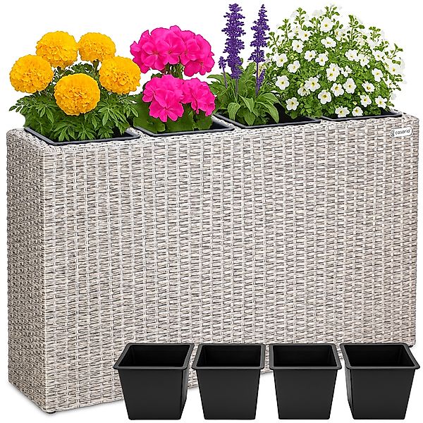 Polyrattan Blumenkasten Creme 95x27x60cm günstig online kaufen