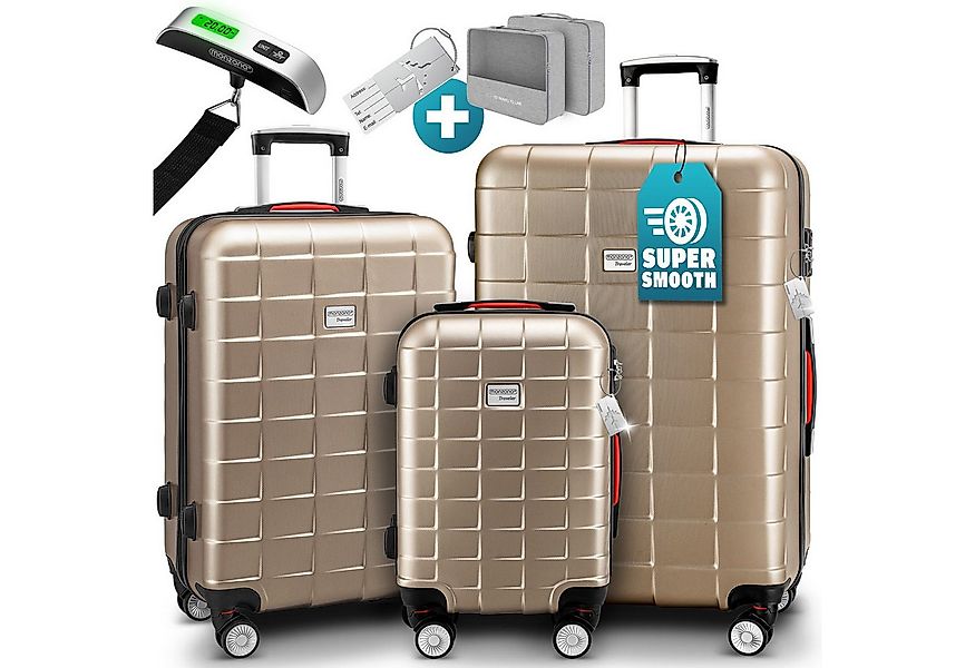 monzana Kofferset, Koffer Zwillingsrollen TSA Schloss Waage Gurt Reisekoffe günstig online kaufen