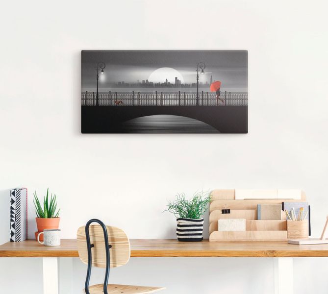 Artland Wandbild »Die Brücke im Regen« Brücken 1 Stk. tlg. als Leinwandbild günstig online kaufen