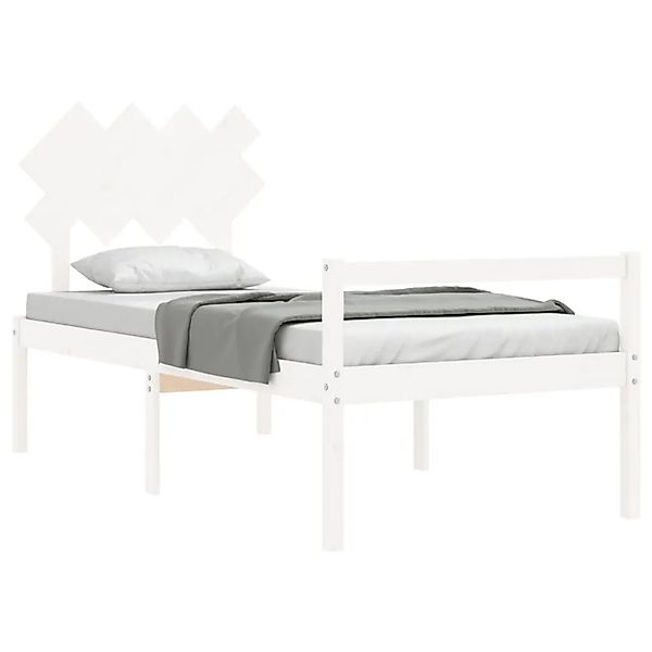 vidaXL Seniorenbett mit Kopfteil Weiß Massivholz 3195512 günstig online kaufen