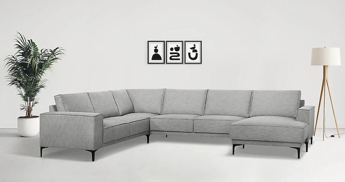 Places of Style Wohnlandschaft "XXL Sofa Oland, Struktur, Flachgewebe, Luxu günstig online kaufen