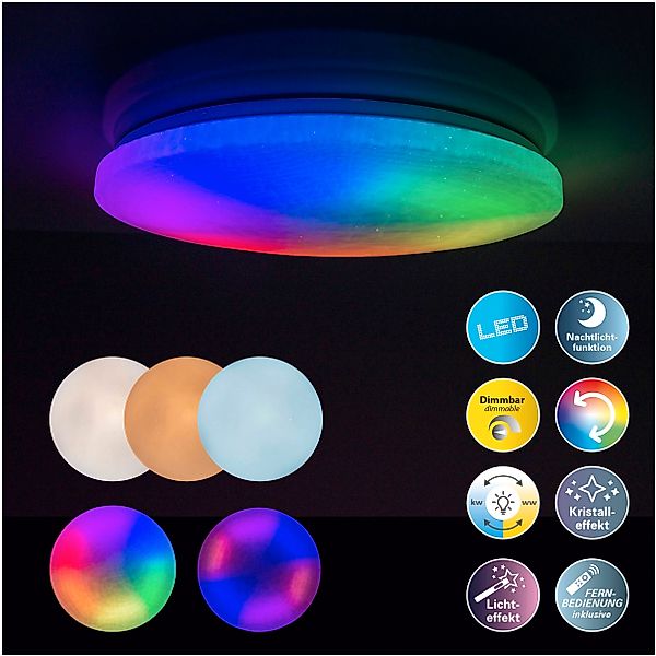 näve LED Deckenleuchte »Sligo«, 1 flammig, Kristalleffekt, dimmbar, Nachtli günstig online kaufen