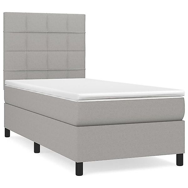 vidaXL Boxspringbett, Boxbett mit Matratze Hellgrau 90x200 cm Stoff günstig online kaufen