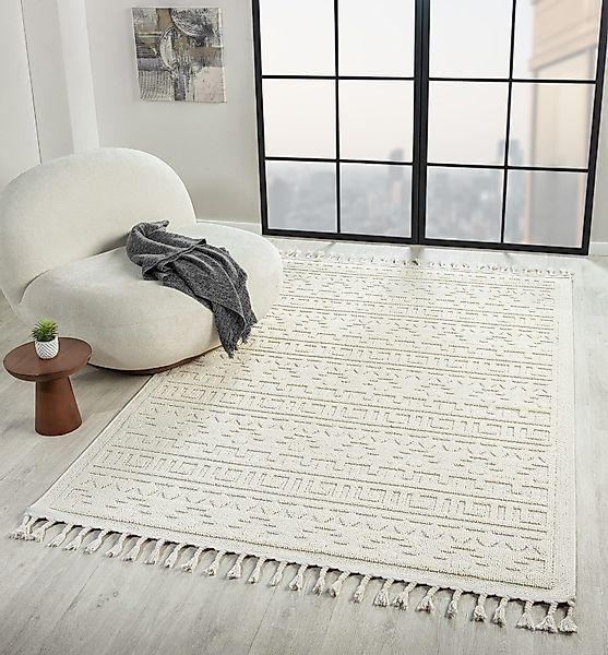 Vimoda Teppich Wohnzimmer Boho Skandi Frisé-Teppich, günstig online kaufen