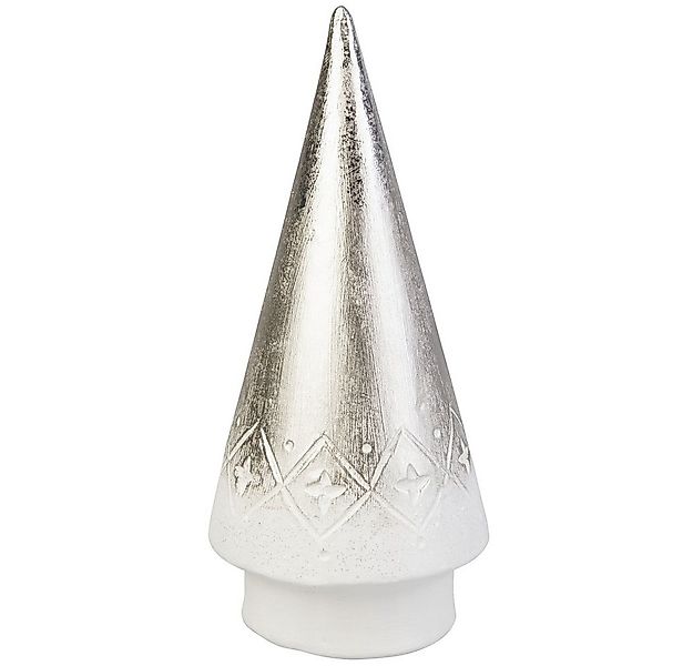MICA Weihnachtsfigur Deko-Tannenbaum spitz weiß/silber - ca. 11,5 x 11,5 x günstig online kaufen