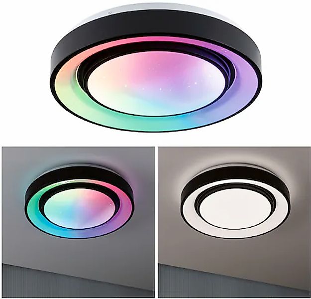 Paulmann LED Deckenleuchte »Rainbow Dynamic 22W 375mm Weiß/Schwarz 230V«, 1 günstig online kaufen