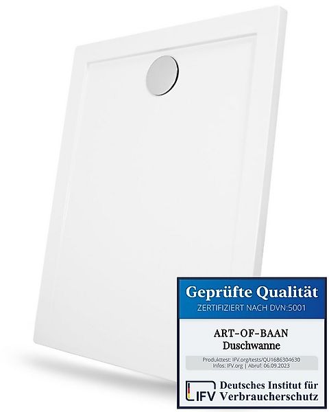 ART OF BAAN Duschwanne Duschwanne Acryl Weiß 90-160 x 3,5 cm inkl. Ablaufga günstig online kaufen
