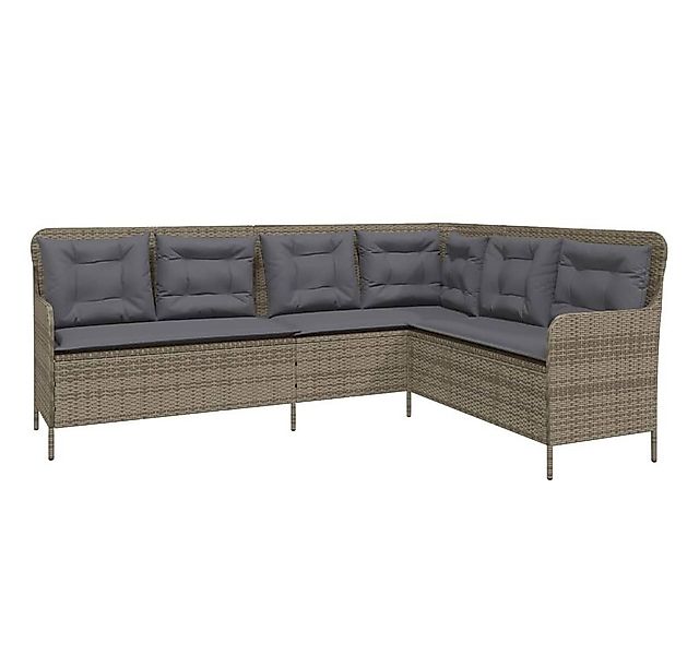 vidaXL Loungesofa Gartensofa in L-Form mit Kissen Grau Poly Rattan, 1 Teile günstig online kaufen