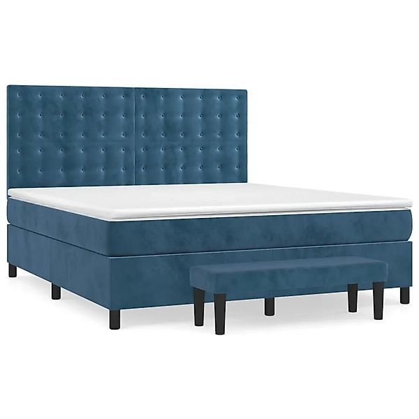 vidaXL Boxspringbett mit Matratze Dunkelblau 160x200 cm Samt 3138095 günstig online kaufen