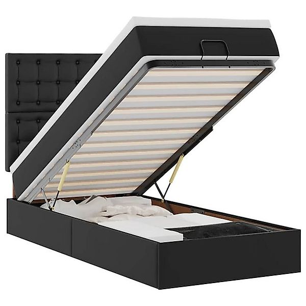vidaXL Bett Ottoman-Bett mit Matratze Schwarz 90x200 cm Kunstleder günstig online kaufen