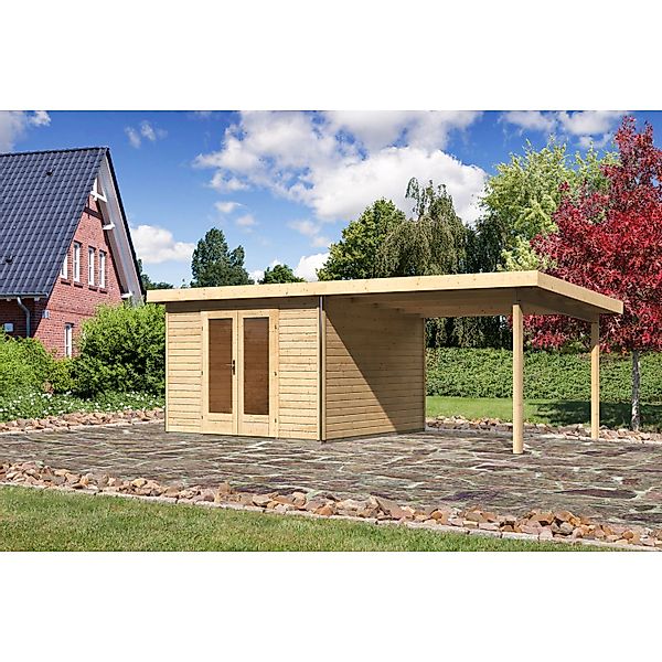 Karibu Holz-Gartenhaus Norrköping Naturbelassen Pultdach 305 cm x 305 cm günstig online kaufen