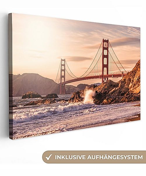 OneMillionCanvasses® Leinwandbild San Francisco - Brücke - Sonne, Fotodruck günstig online kaufen