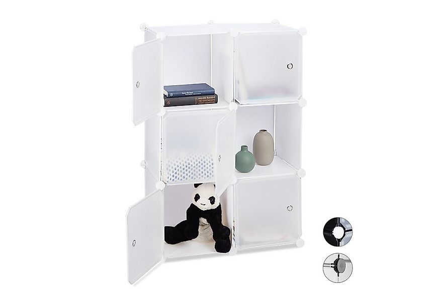 relaxdays Steckregal Regalsystem mit 6 Türen, weiß günstig online kaufen
