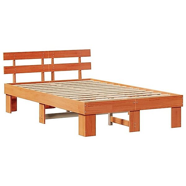 vidaXL Bett Bettgestell mit Kopfteil Wax Brown 120x190 cm Massivholz Kiefer günstig online kaufen