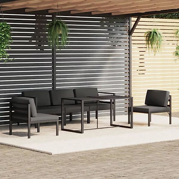 Vidaxl 6-tlg. Garten-lounge-set Mit Kissen Aluminium Anthrazit günstig online kaufen