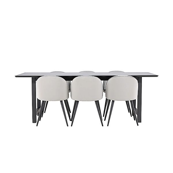 ebuy24 Essgruppe Oslo Essgruppe Esstisch 100x220cm schwarz und 6 Sk, (7-tlg günstig online kaufen